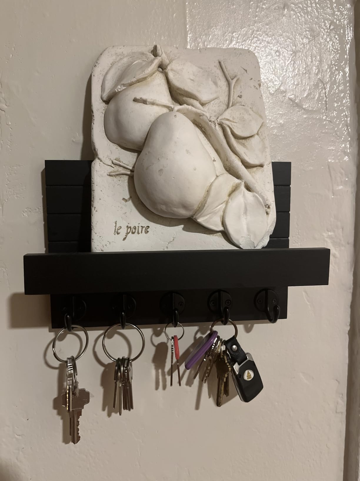 Lwenki Key Holder for Wall, Decorative Key and Mail Holder with Shelf Has Large Hooks for Bags, Coats, Umbrella – Paulownia Wood Key Hanger with Mounting Hardware (9.8”W x 6.7”H x 4.2”D) customer photo 2