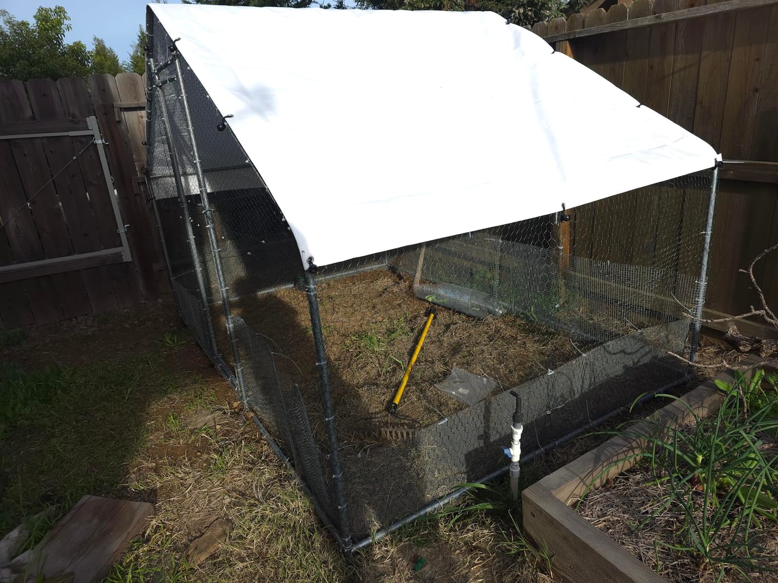 4ever2buy Metal Chicken Coop, 9.8x6.6 FT Walk-in Chicken Run Pen Poultry Cage, Water-Resistant & Anti-UV Cover, Large Chicken Coop for 6-8 Chickens customer photo 1