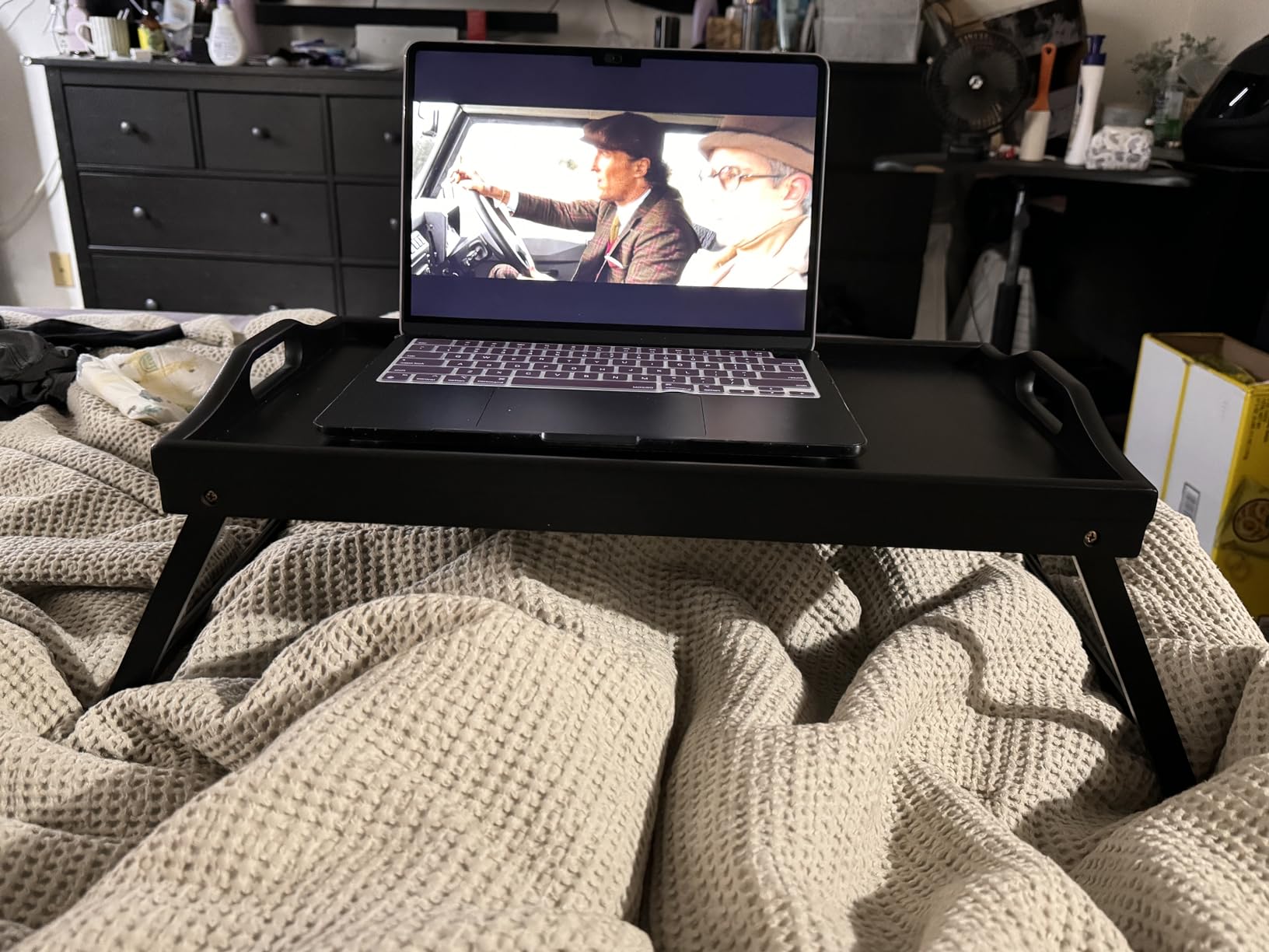 Bed Tray Table Folding Legs with Handles Breakfast Tray for Sofa Eating,Drawing,Platters Bamboo Serving Lap Desk Snack Tray customer photo 1
