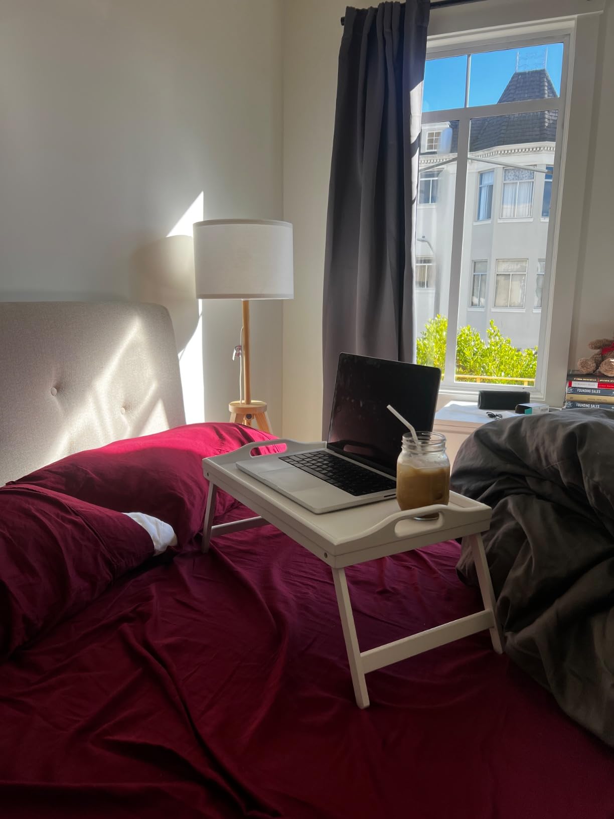 Bed Tray Table Folding Legs with Handles Breakfast Tray for Sofa Eating,Drawing,Platters Bamboo Serving Lap Desk Snack Tray customer photo 2