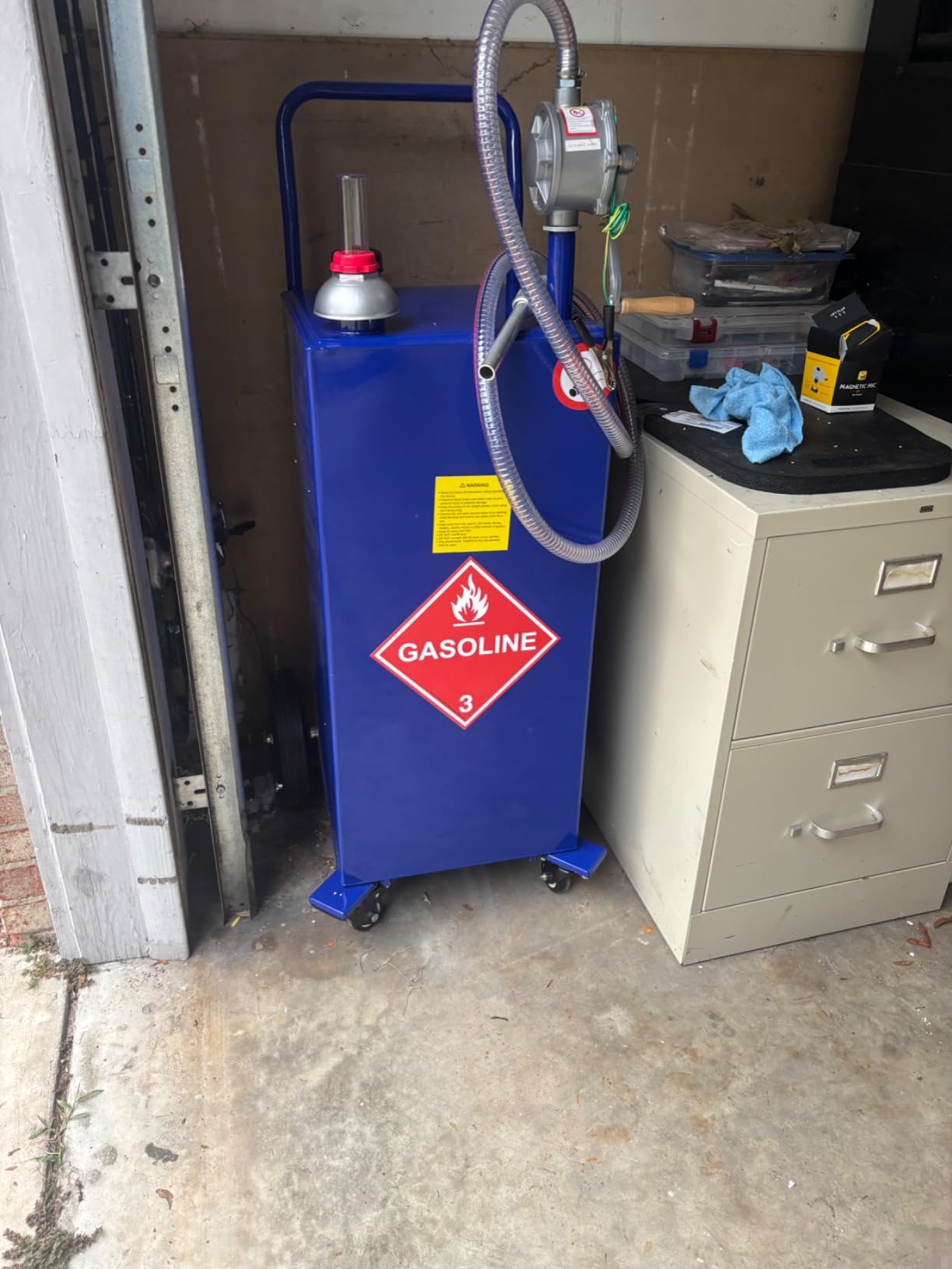 30-Gallon Fuel Caddy on 4 Wheels with Fuel Transfer Pump,Yellow customer photo 1