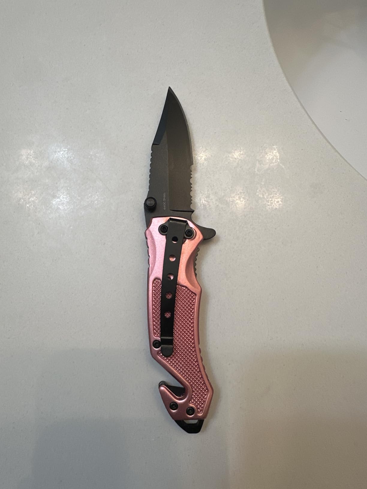GOOD WORKER Legal Pocket Knife with 2.95” Serrated Blade, Glass Breaker, Seat Belt Cutter - EDC Sharp Folding Knives with Portable Clip - Small Tool for Tactical Camping Survival Hiking - Gifts for Men, Women customer photo 1