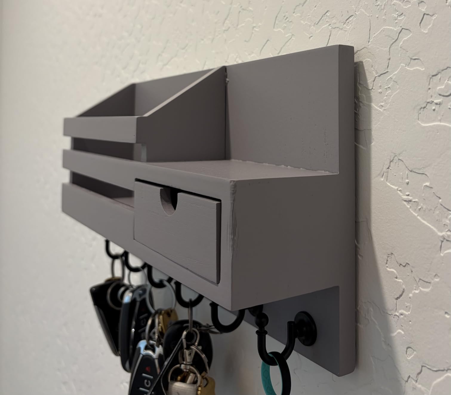 FifthQuarter Key and Mail Holder Wall Mount with Drawer and 6 Sturdy Hooks customer photo 1