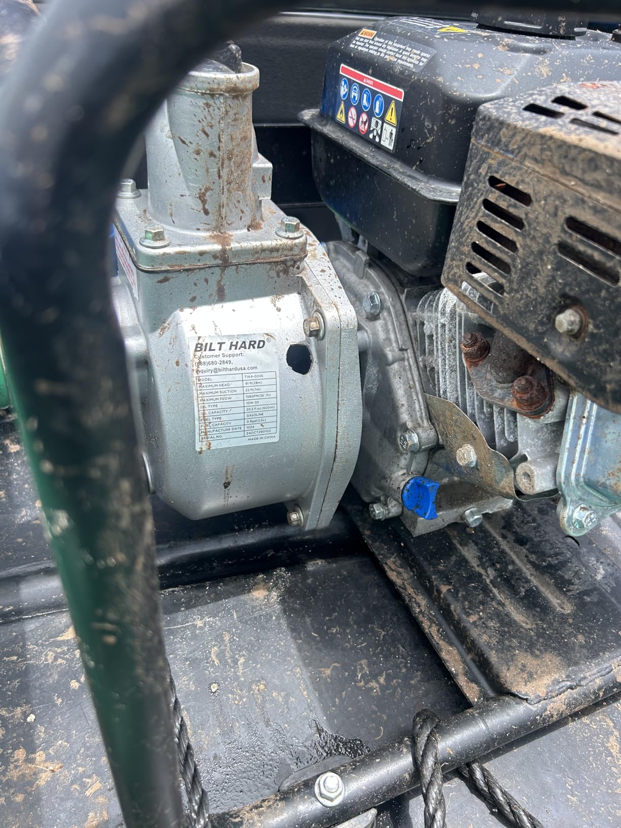 BILT HARD Semi Trash Pump 2 inch, 158 GPM 7HP Gas Powered Water Pump, 212cc 4-Cycle Engine with 50 ft Discharge Hose, 12 ft Suction Hose and Complete Fittings, EPA Certified customer photo 2