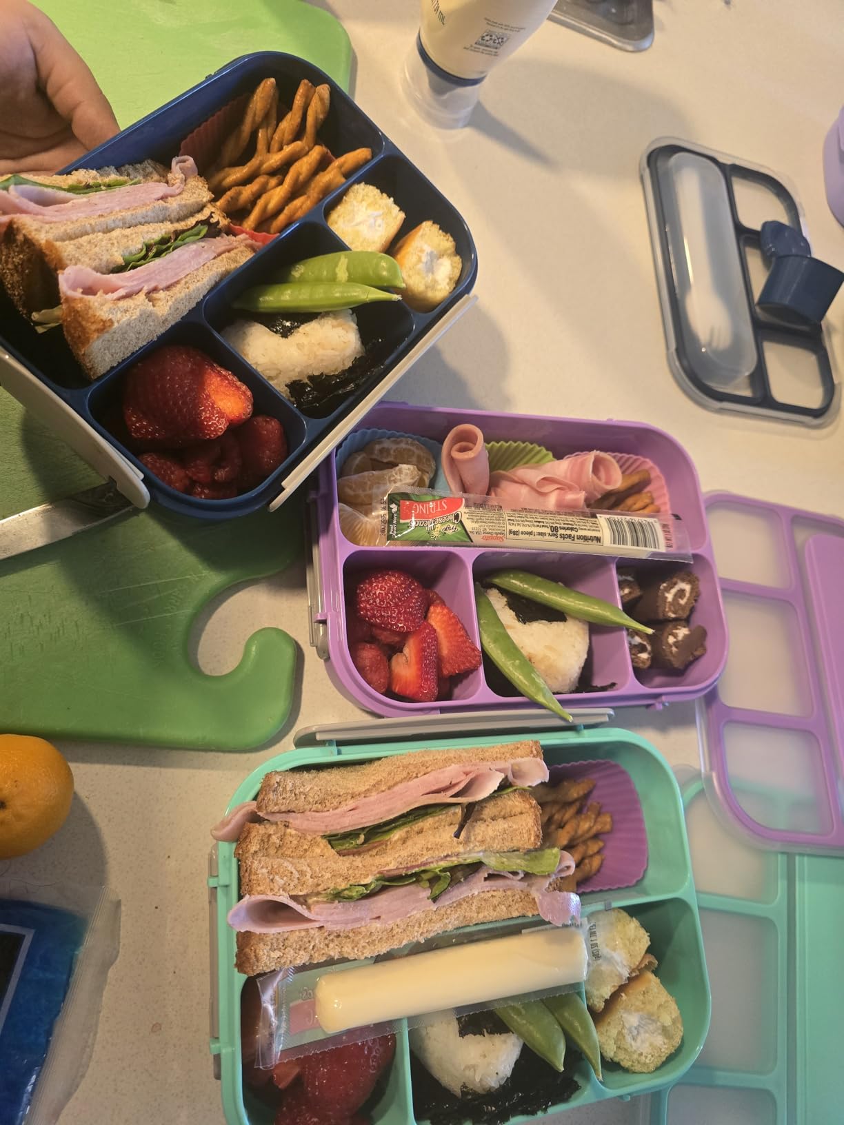 Bento Box for Kids 1300ML with 4 Compartment & Food Picks Cake Cups, Purple customer photo 2