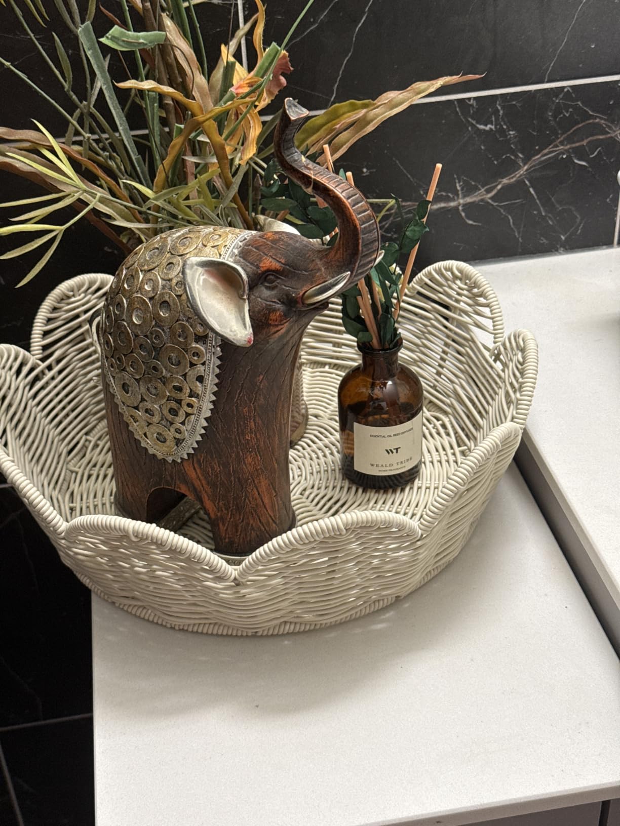 WEALD TRIBE Flower Reed Diffuser Set Eucalyptus & Lavender Scent for Room Bathroom Accessories Shelf Decor & Air Fresheners, Sticks Defusers with 4.0 fl oz Home Fragrance Oils, Office Gift customer photo 2