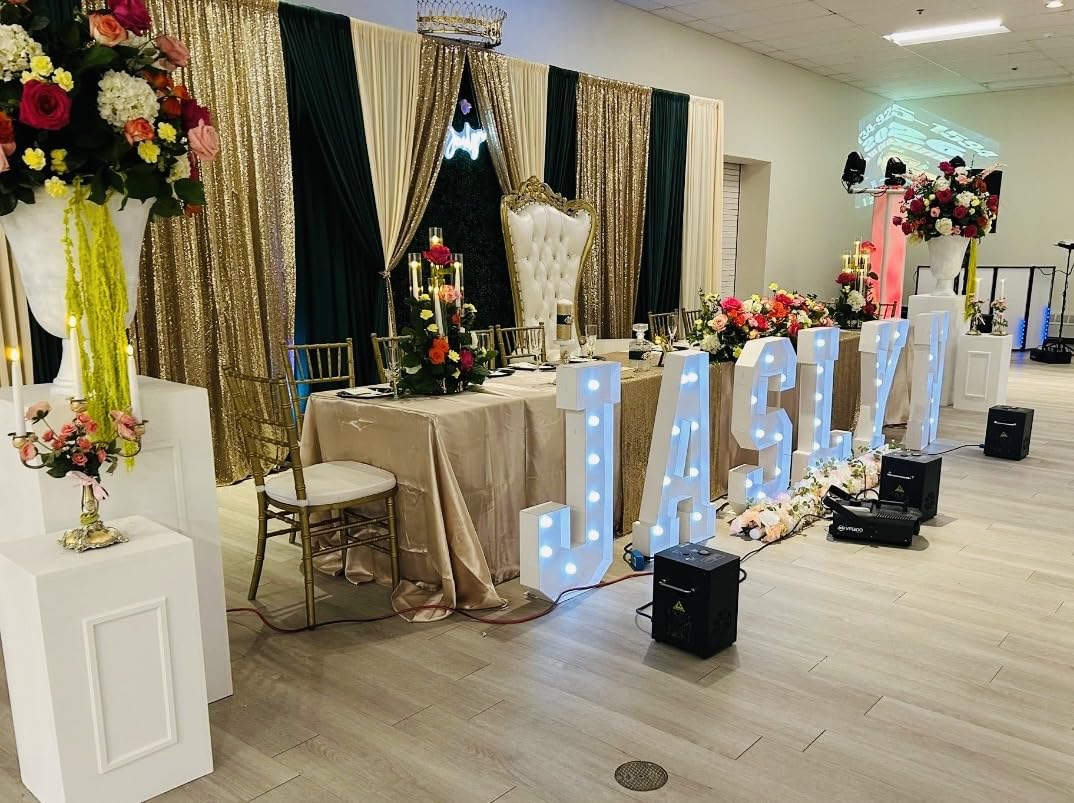 Hecis Double Backdrop Stand Heavy Duty,10x10ft Double Crossbar Pipe and Drape Stand, Adjustable Aluminium Flower Wall Backdrop, Back Drop Stand for Party Event, Trade Shows & Wedding Decor customer photo 1
