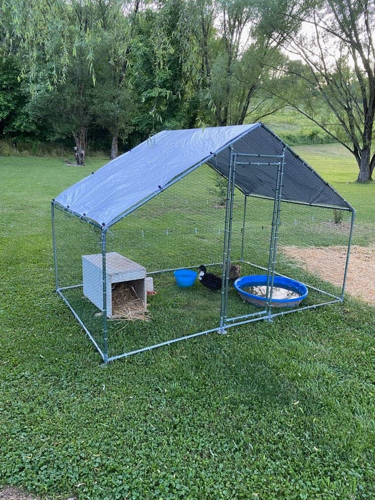 NUGRIART Large Metal Chicken Coop Walk-in Poultry Cage Hen Duck Run House with Waterproof & Anti-UV Cover Galvanized Rabbits Habitat Spire Shaped Cage for Outdoor Yard Farm Use customer photo 1
