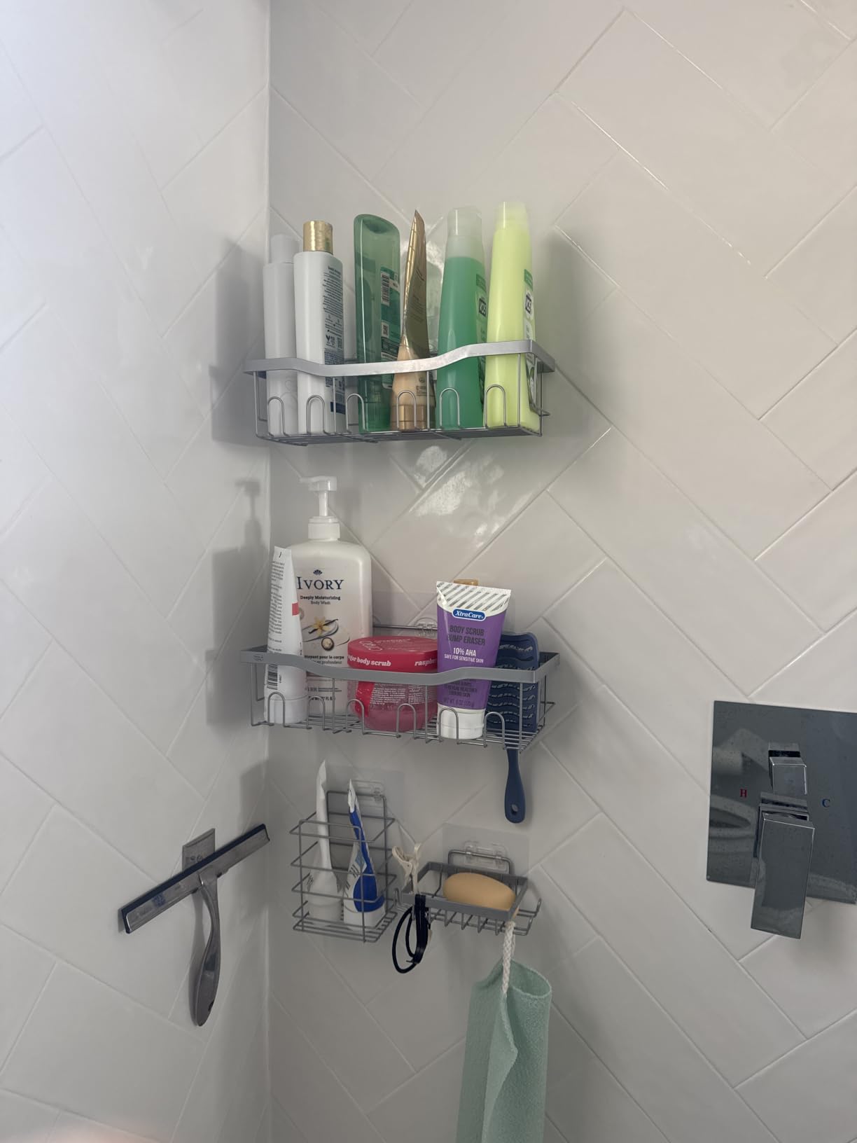 EUDELE Adhesive Shower Caddy, 5 Pack Rustproof Stainless Steel Bath Organizers With Large Capacity, No Drilling Shelves for Bathroom Storage & Home Decor customer photo 1