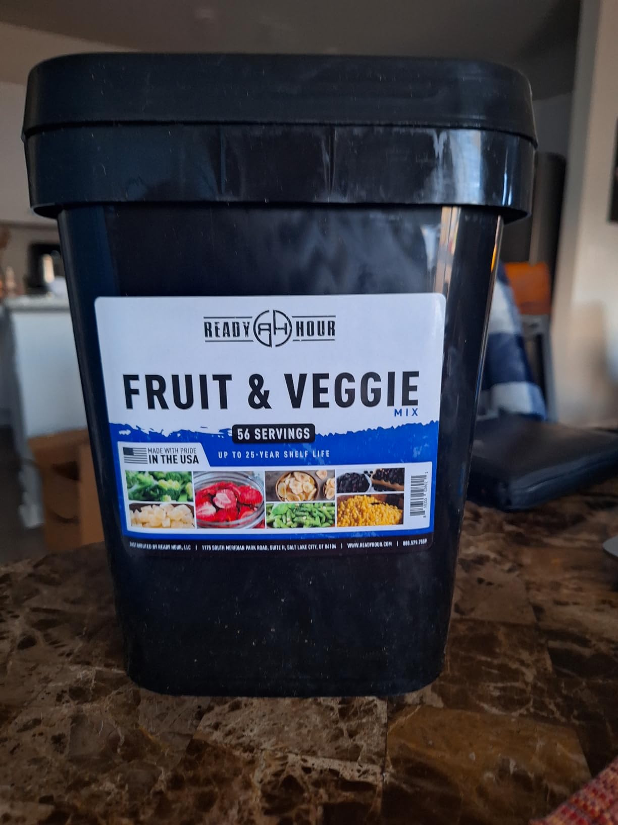 Ready Hour, Fruit & Veggie Mix, Non-Perishable Freeze-Dried Food, 30-Year Shelf Life, Portable Emergency and Adventure Food Supply, Durable Flood Safe Container, 56 Servings customer photo 2