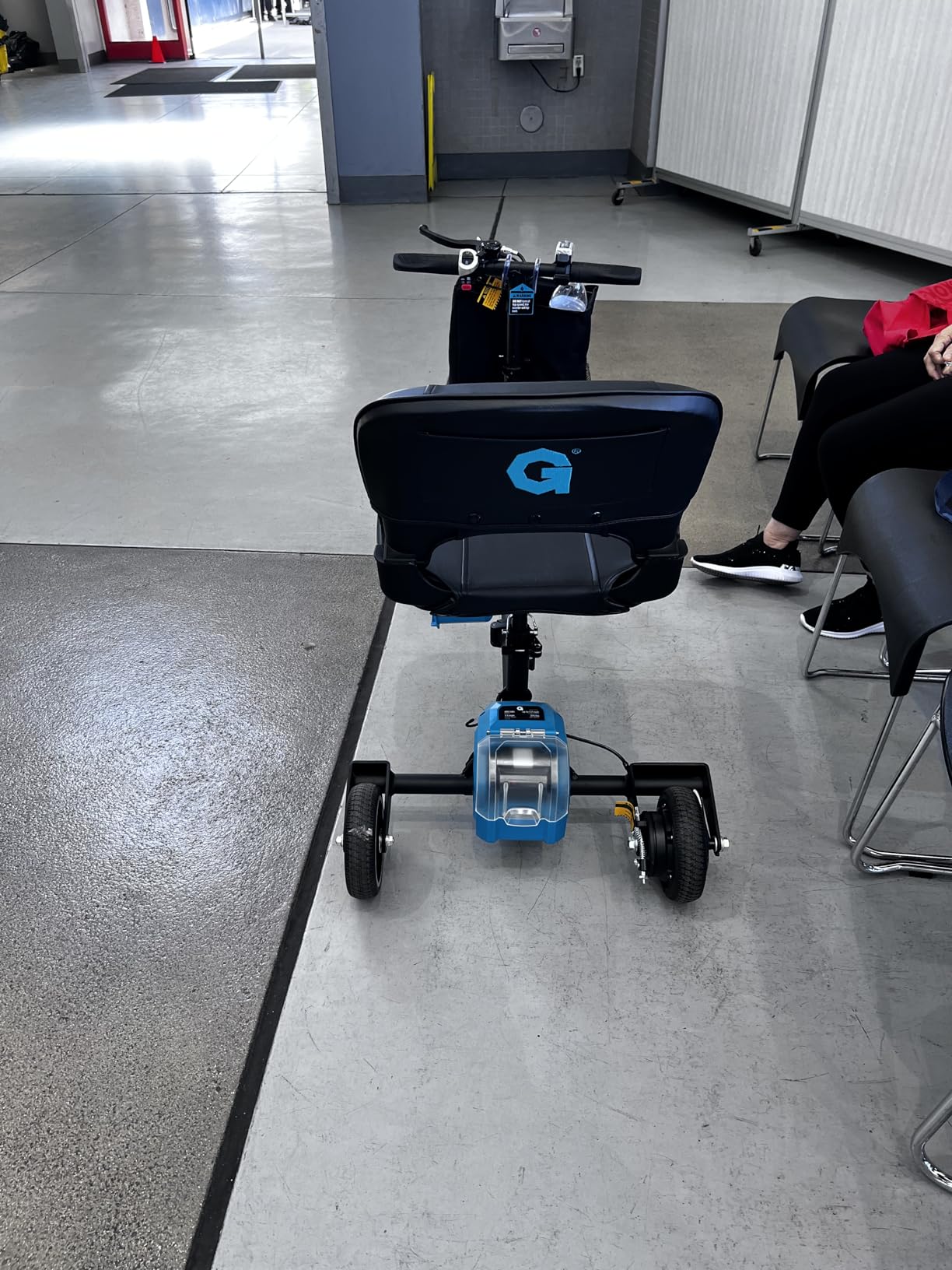 G Mobility Scooter – 3 Wheels, 35 lb Folding Aluminum Frame, Anti-Tip Footrests, Includes (1) 48V 2Ah Li-Ion Battery and Charger, Supports 275 lbs, Airline Friendly customer photo 1