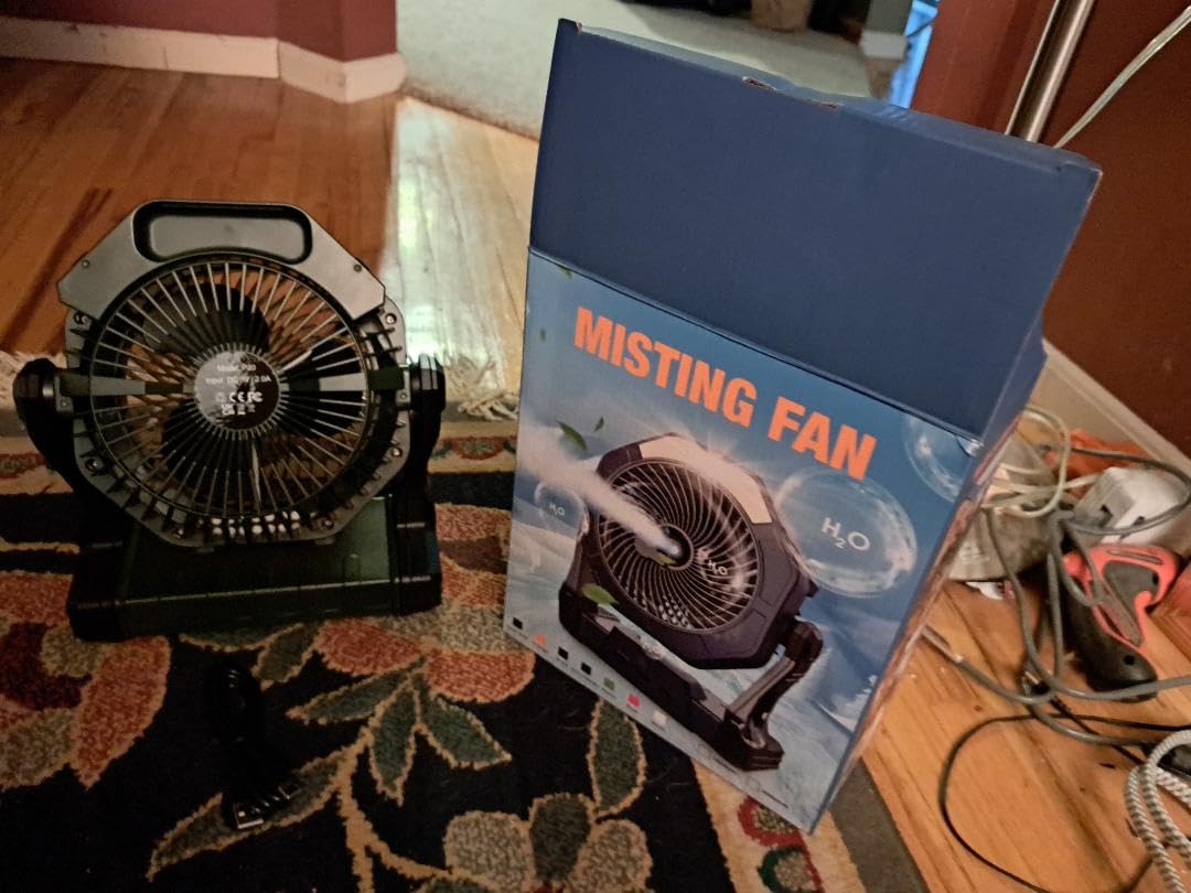 Ausic Portable Misting Fan for Outdoor Cooling, [8-35Hrs] Battery Powered Mist Fans with Water Misters & LED Lantern, 8-Inch, 250mL Tank, for Patios, Home, Outside, Camping, Outdoor&Indoor Use customer photo 1
