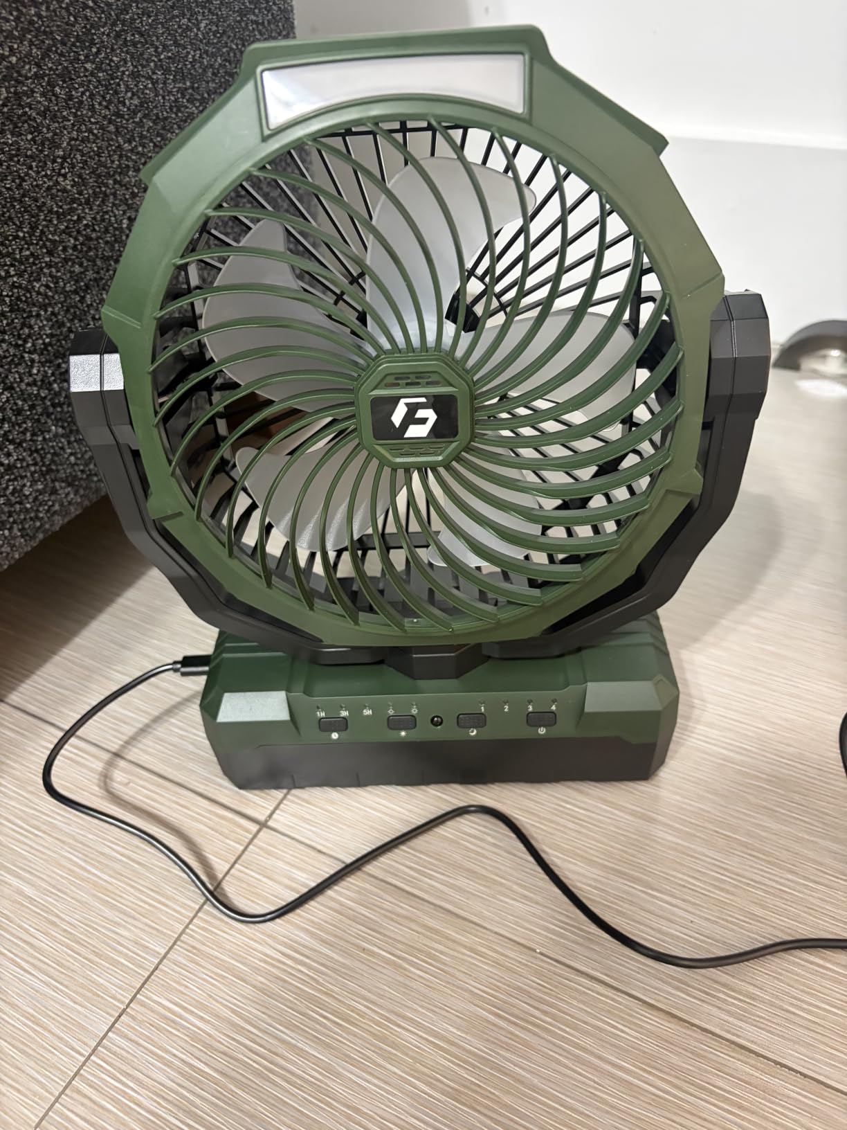 FRIZCOL 3-in-1 Camping Fan - Portable Fans Rechargeable - 24000mAh Battery Powered Fan with Light & Remote for Indoor, Outdoor, Tent, Travel, Fishing, Jobsite, Gifts for Men Dad Him - Green customer photo 1