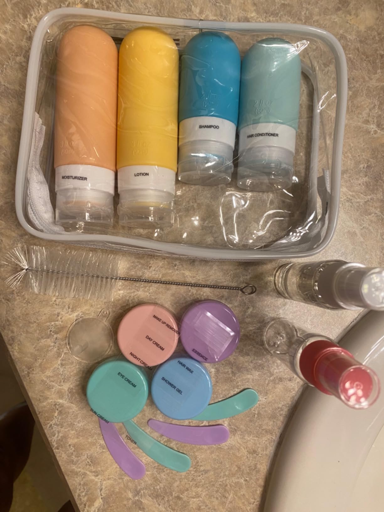 18pack Travel Bottles for Toiletries,TSA Approved Silicone Travel Containers for Toiletries,Leak Proof Refillable Liqus Shampoo And Conditioner travel Essentials toiletry Bottles customer photo 1