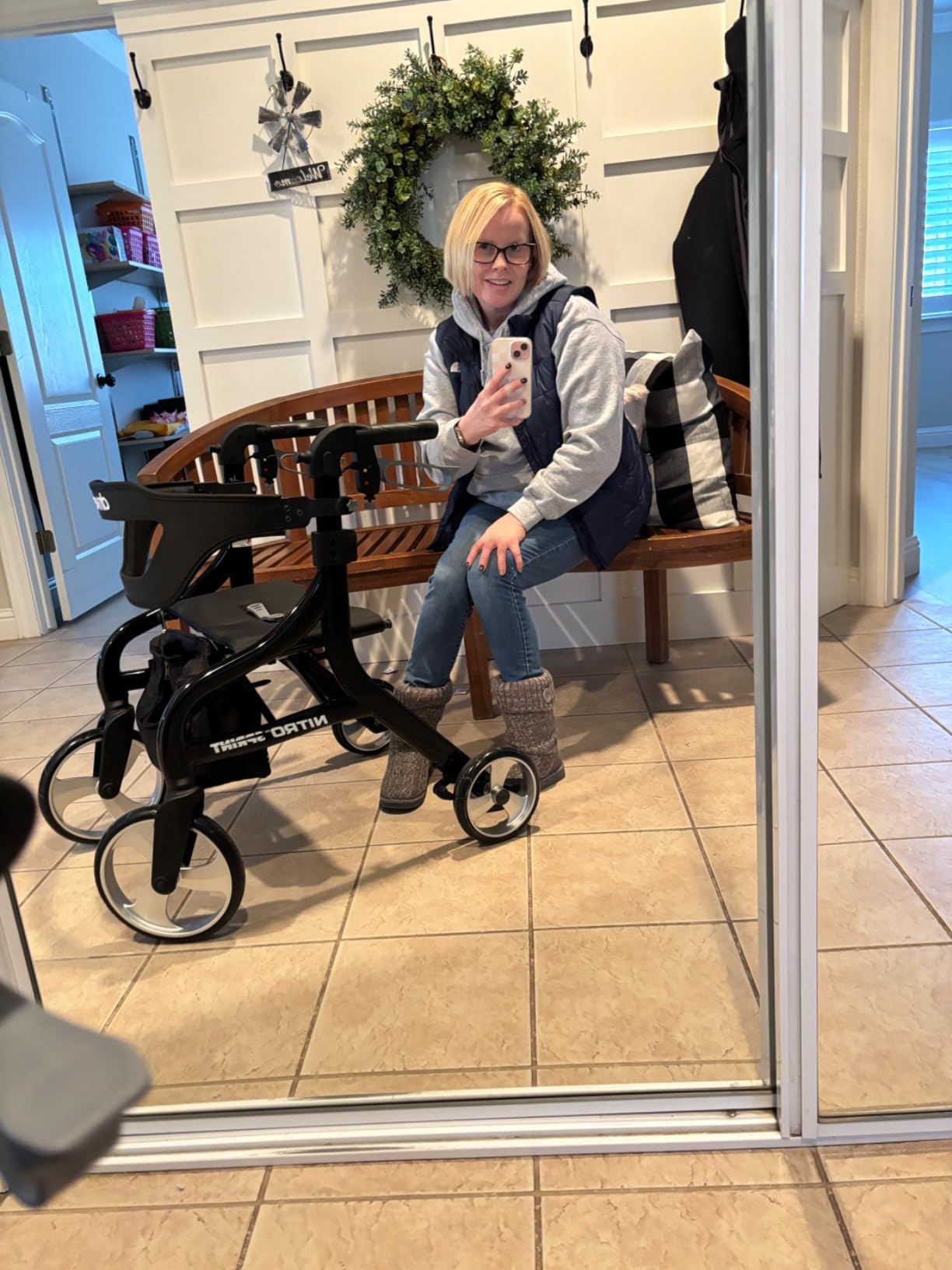 Drive Medical Nitro Sprint Rollator Walker with Seat, Standard, Blue customer photo 2