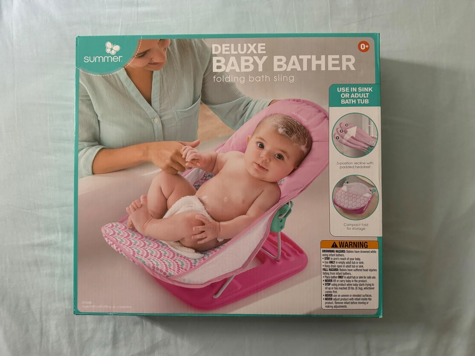 Ingenuity Foldaway 2-Position Baby Bath Seat, Adjustable Support for Sink or Bathtub, Ages 0-6 Months up to 20 Pounds, Machine-Washable Sling customer photo 2