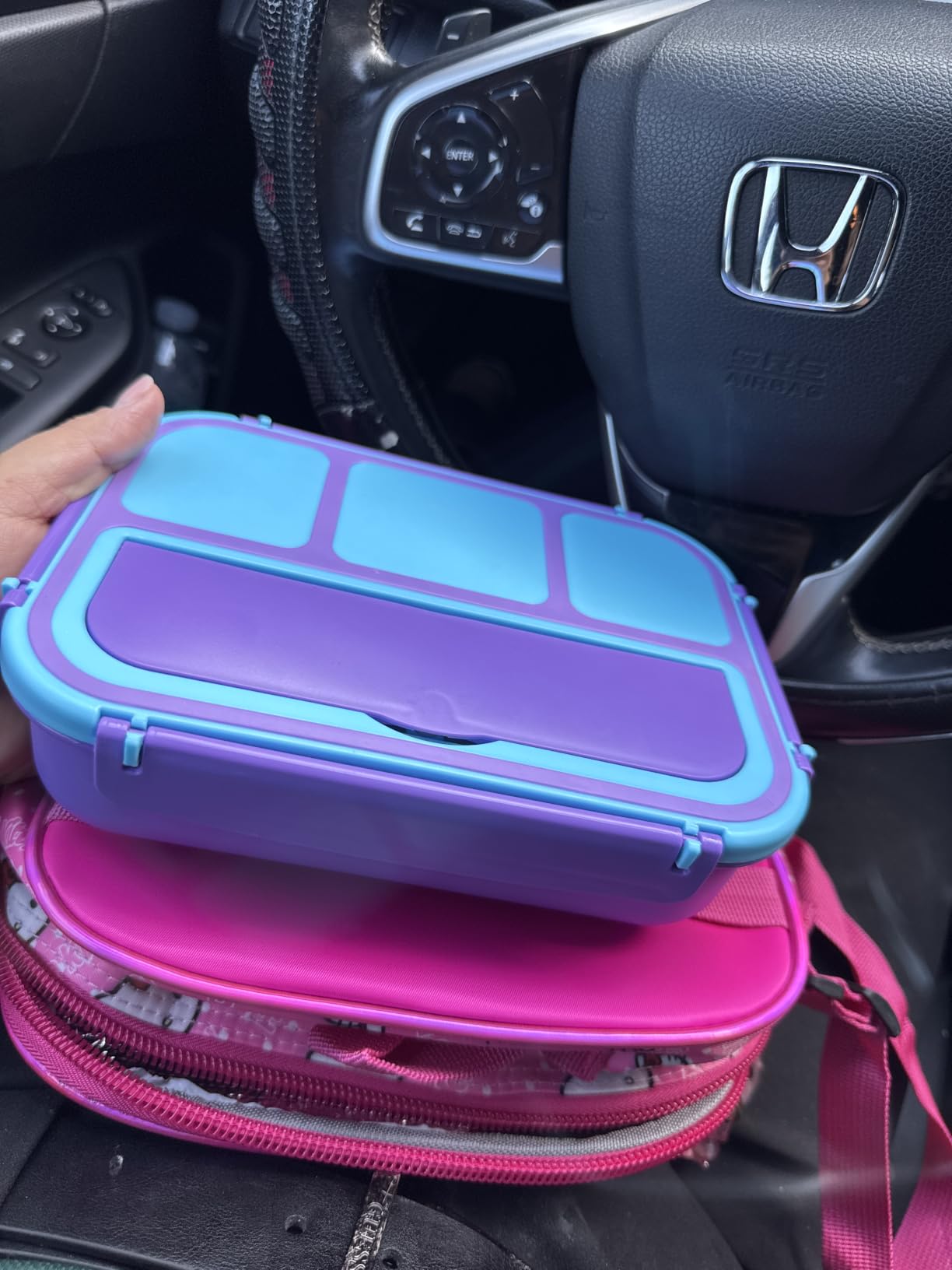 QQKO Bento Box Adult Lunch Box, Lunch Containers for Adults Men Women, Kids Lunch Boxes for School with 4 Compartments, Sauce Container, Utensils and Muffin Cups, Navy customer photo 2
