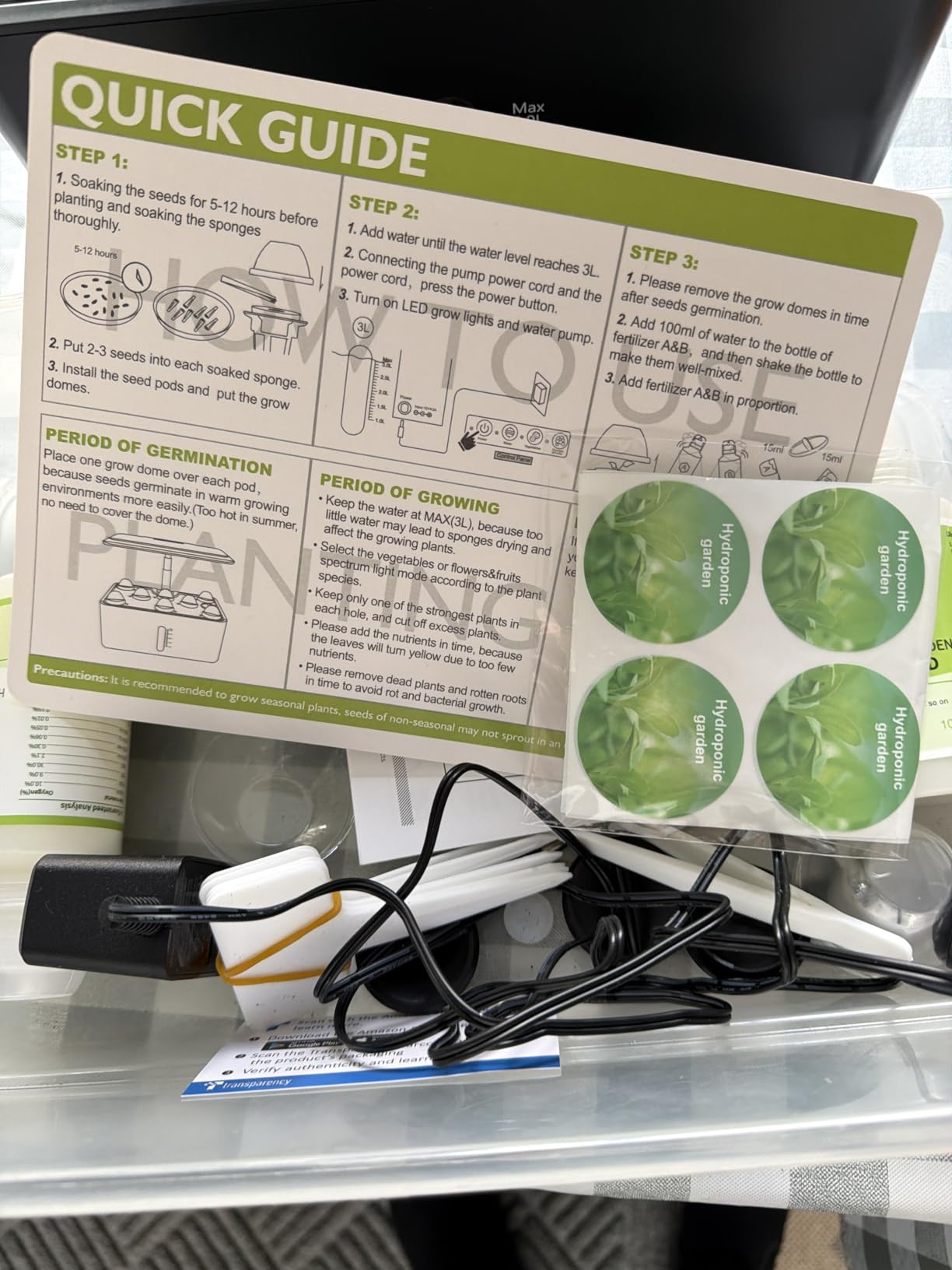 URUQ 8 Pods Hydroponics Growing System with LED Grow Light - White customer photo 1