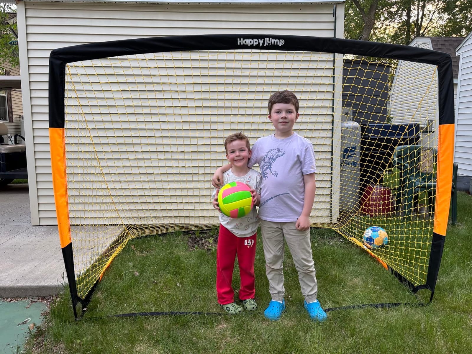 Happy Jump Kids Backyard Soccer Goals 7x5 & 5x3.6 FT, Portable Outdoor Play customer photo 2