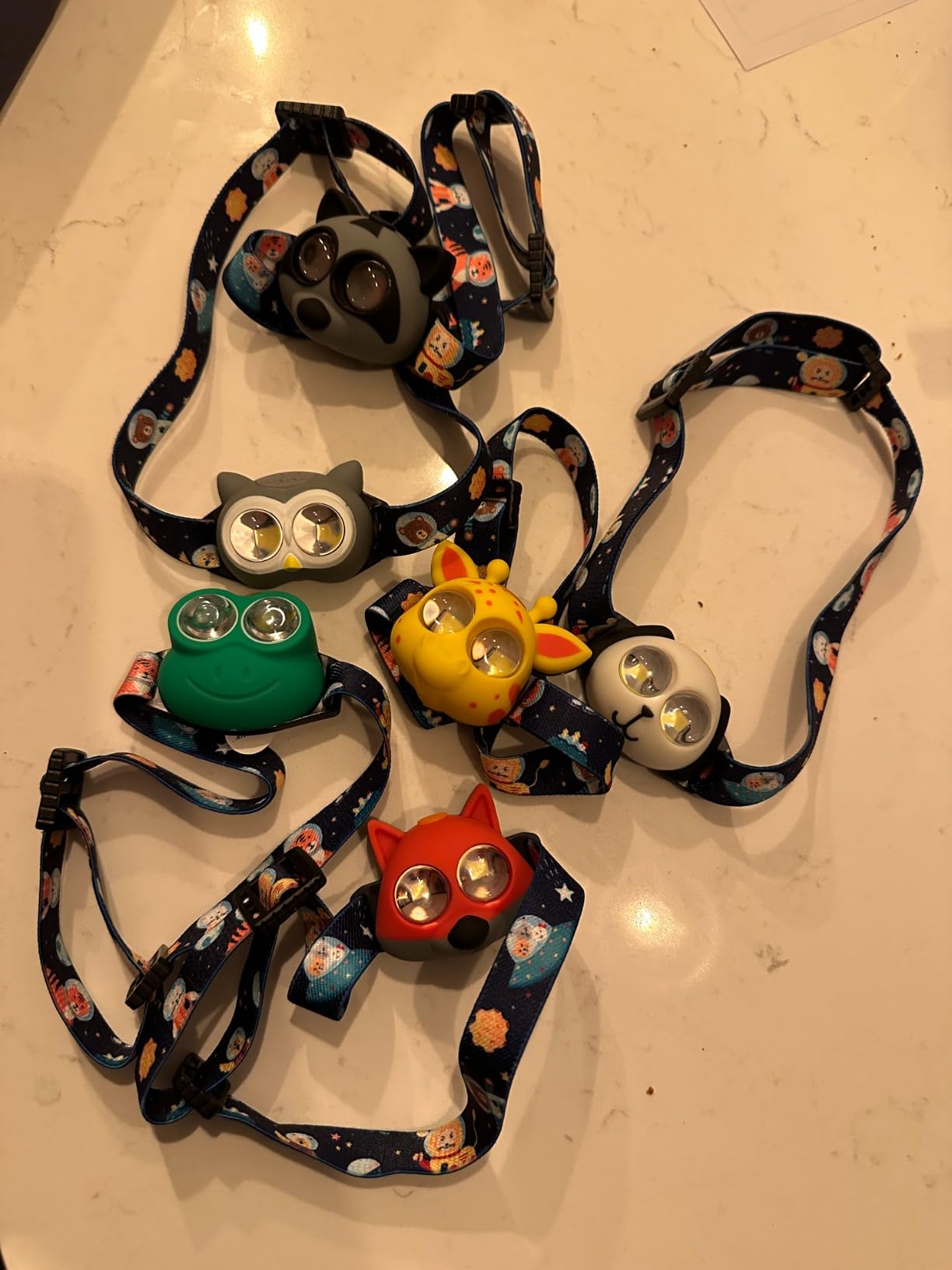Headlamp for Kids, Battery Powered LED Headlamps, Owl Frog Giraff Dog Fox Raccoon Theme Gift for Children's Day, Birthday, Toddlers - 6 PCS customer photo 1