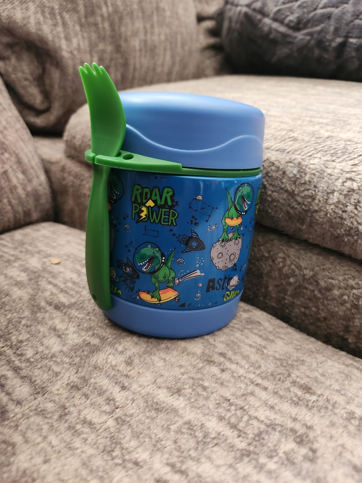 Pawtong 10oz Soup Thermo for Hot Food Kids Insulated Food Jar,Thermo Hot Food Lunch Container, Width Mouth Stainless Steel Lunch Box for Kids with Spoon (Black-Gamepad) customer photo 2