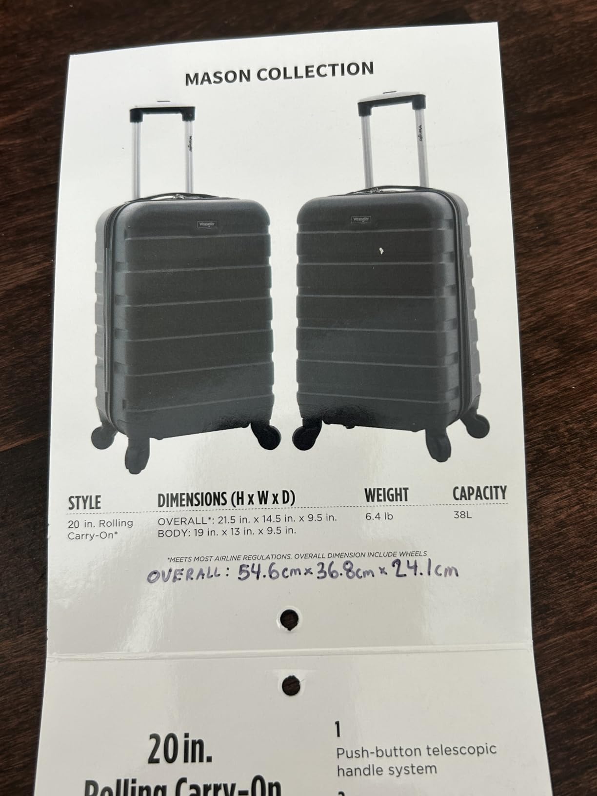 Wrangler Hardside Spinner Luggage, Blue Heaven, Carry-On 20-Inch customer photo 1