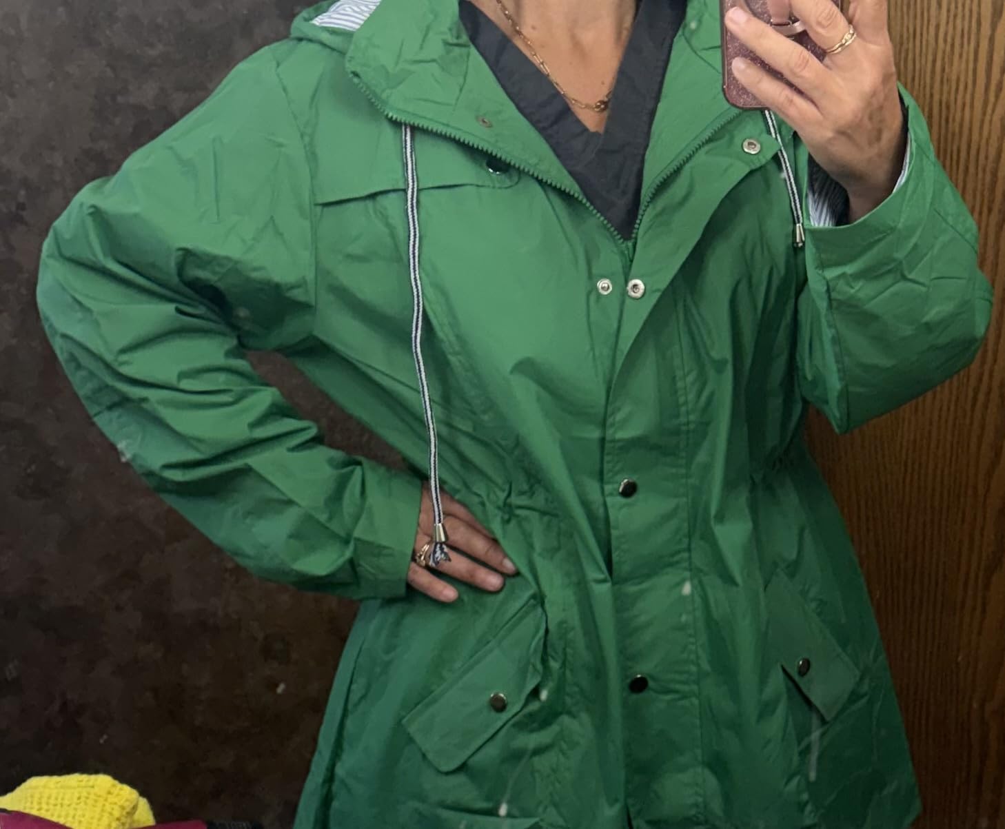 Kikibell Rain Jacket Women Striped Lined Hooded Lightweight Raincoat Outdoor Waterproof Windbreaker customer photo 2