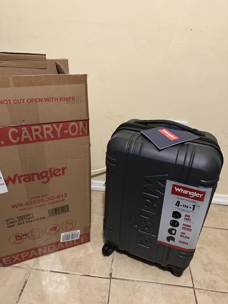 Wrangler Astral Hardside Luggage, Dark Shadow, 22-Inch Carry-On customer photo 1