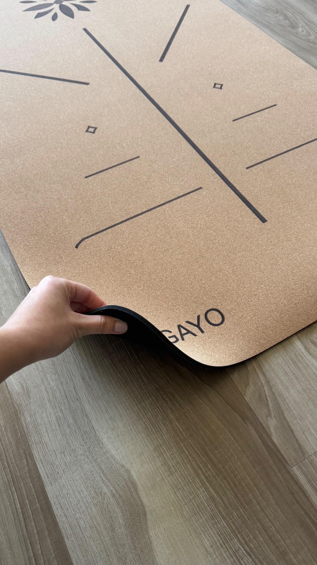 Y O Gayo Premium Yoga Cork Mat | 5mm Thick Natural Tree Rubber Base and Bigger Mat for Extra Support, Alignment lines for Guidance | Non-Slip, Sustainable, Your Ultimate Yoga Companion customer photo 1