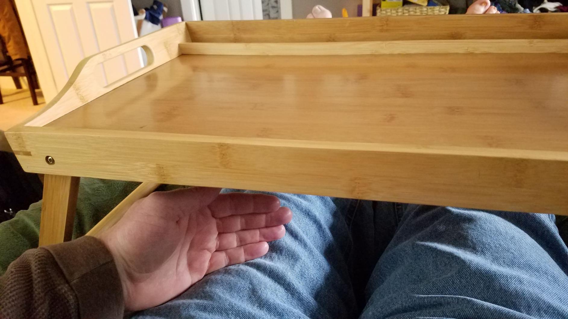 ROSSIE HOME Large Wood Bed Tray – Java Bamboo, Fits 15.6” Laptops customer photo 2