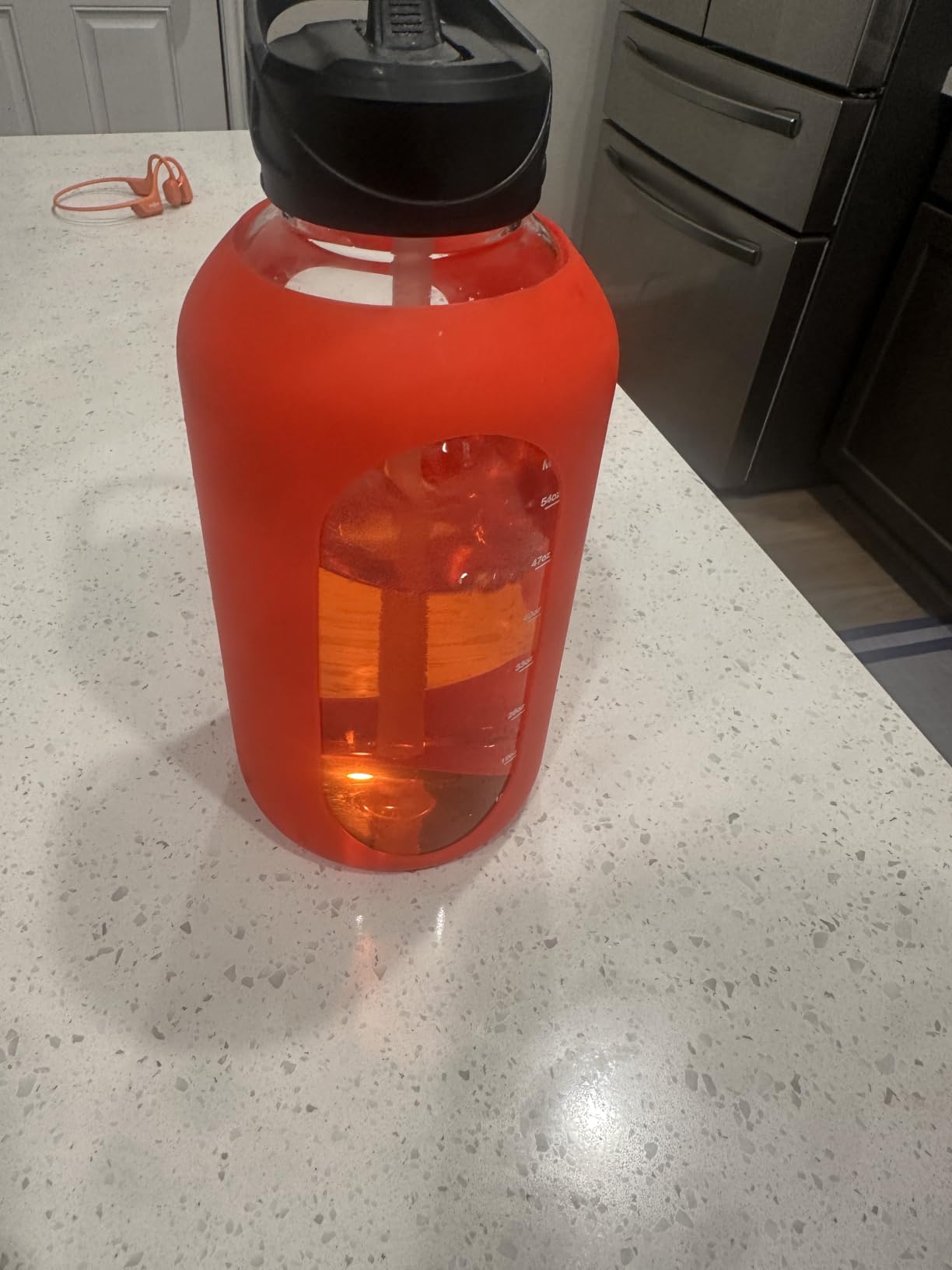 CIVAGO 32 oz Glass Water Bottle with Straw, Large Motivational Water Jug customer photo 2