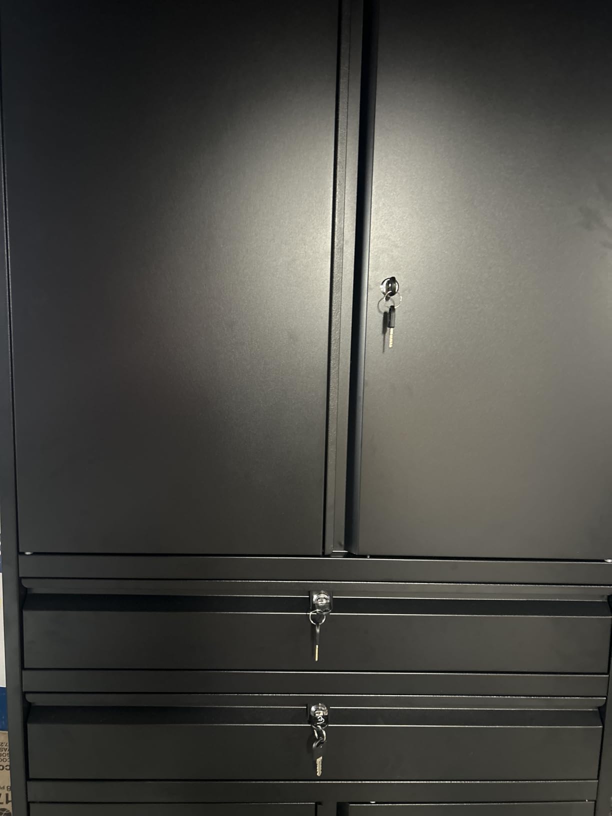 Letaya Metal Garage Storage Cabinet with Wheels,Rolling Tool Cabinet with 4 Door Lock-Adjustable Shelves and 1 Drawer for Garage Home Office Utility Room (Black with Wheels) customer photo 1
