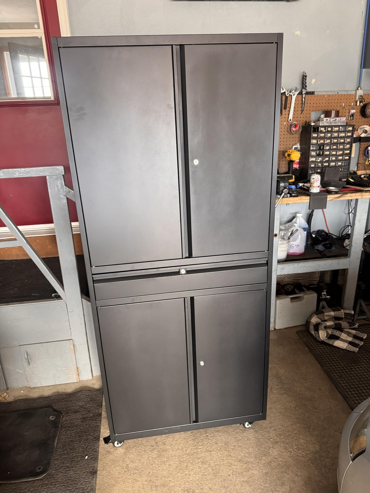 Yizosh Metal Garage Storage Cabinet with Locking Doors and Adjustable Shelves, 73