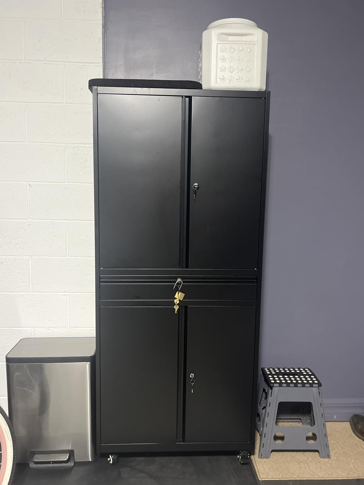 Yizosh Metal Garage Storage Cabinet with Locking Doors and Adjustable Shelves, 73
