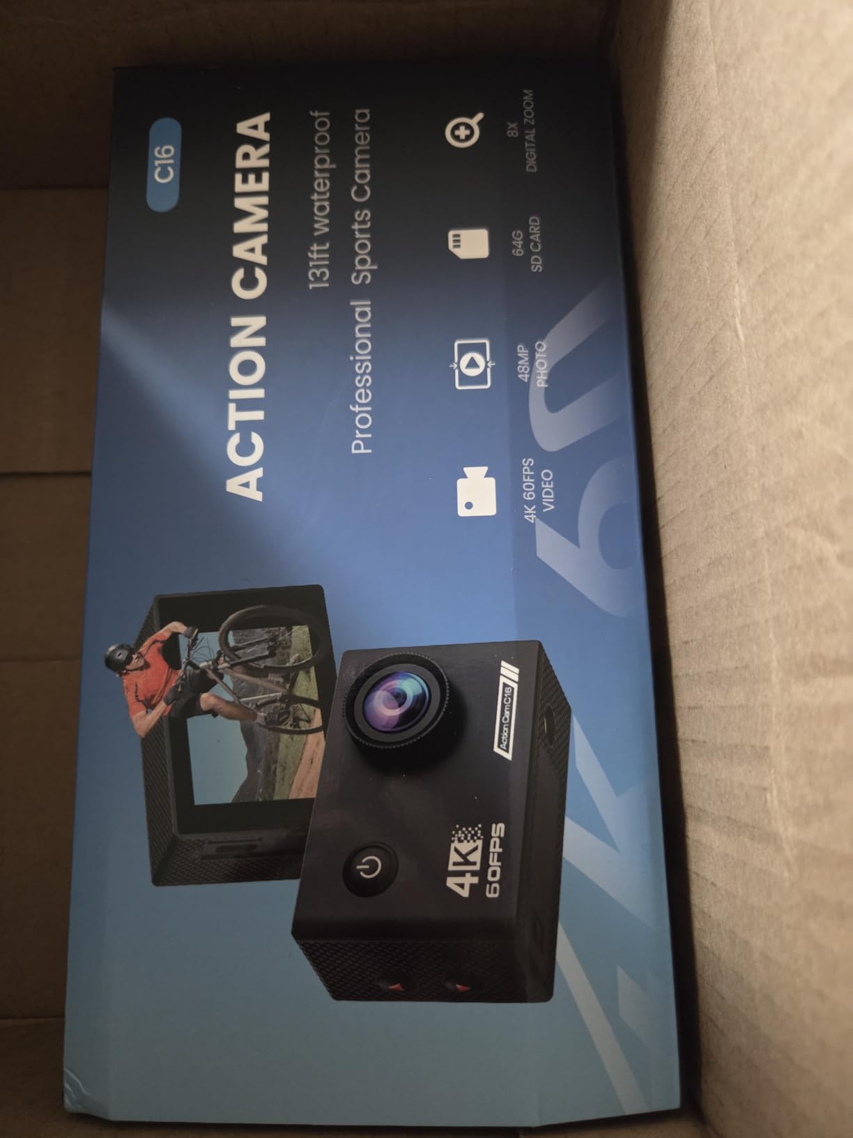 Action Camera 4K30fps with 64G SD Card,HD Waterproof Camera 131ft Underwater Cameras 20MP Pre-recording WiFi Camera 170° Remote Control Sports Cameras with 2 Batteries Helmet Mount Accessories Kits customer photo 1