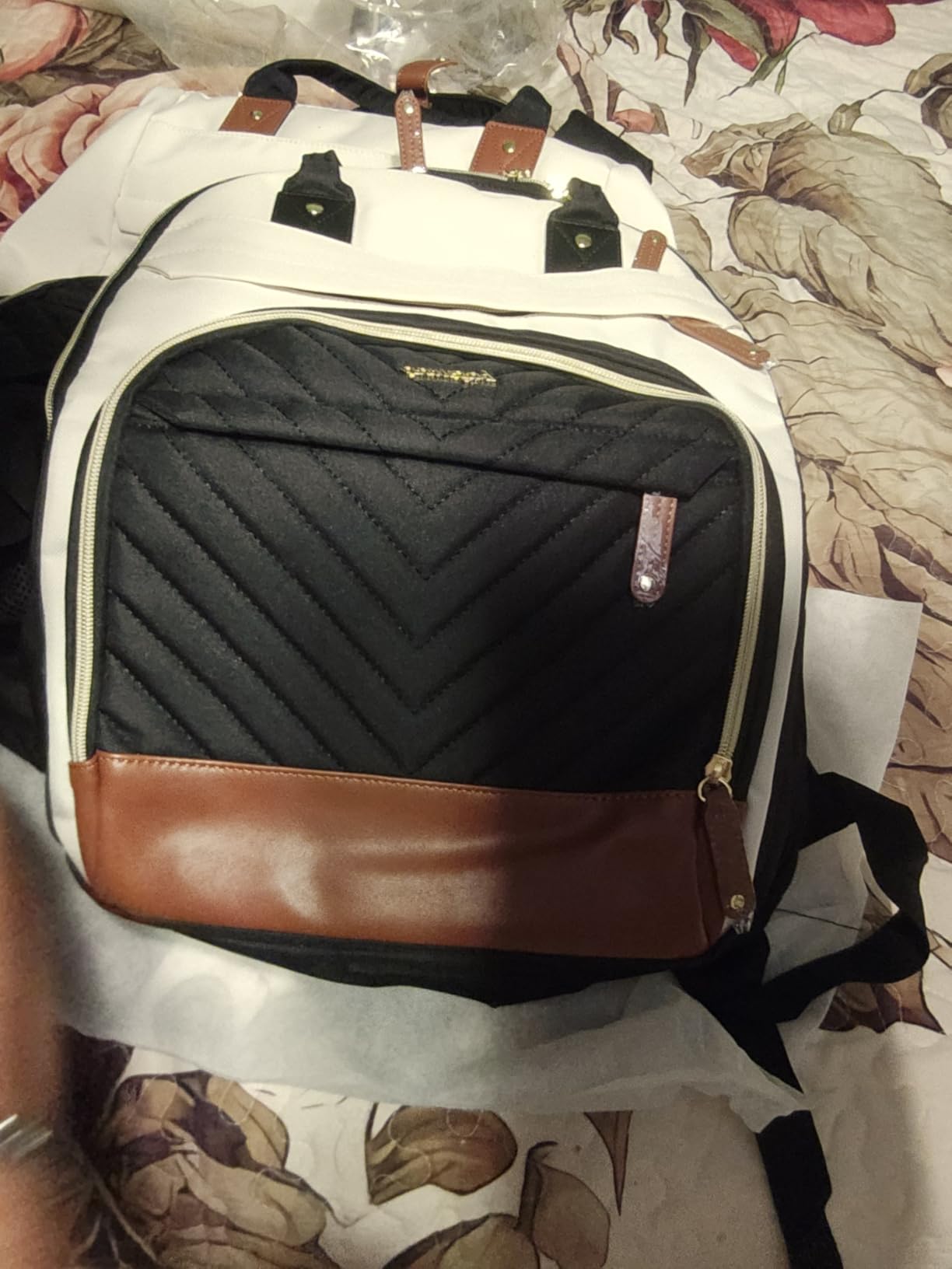 Laptop Backpack for Women Bag - 15.6 inch Work Travel Backpack with USB Charger College Bookbag Waterproof Business Computer Backpack Anti-theft Casual Backpacks for Nurse Teacher Beige Black Brown customer photo 2