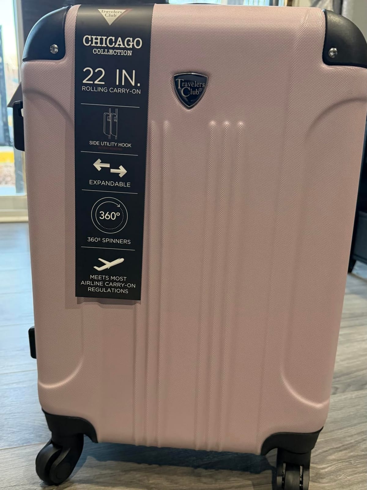 Travelers Club Chicago Hardside Expandable Spinner Luggage, Lilac, 22
