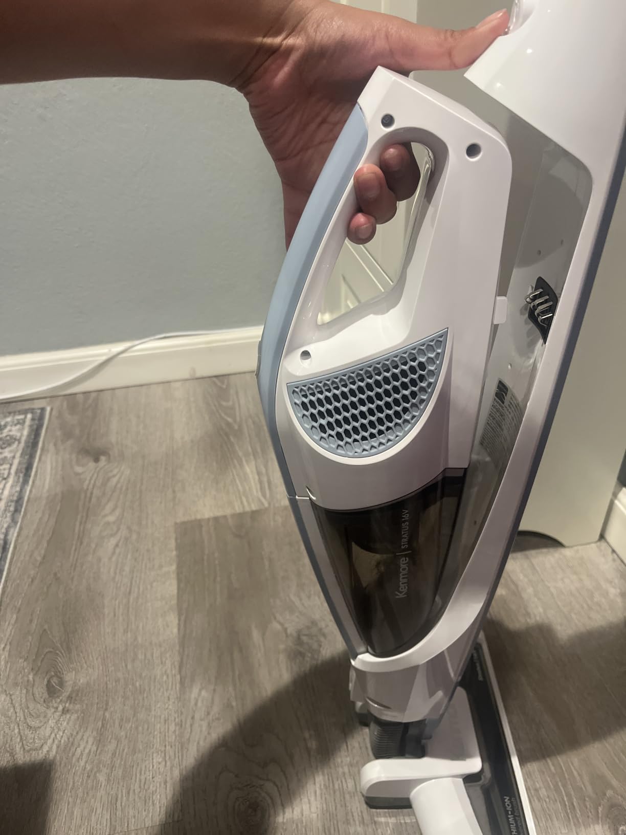 Kenmore DS1020 16V Cordless Stick Vacuum Lightweight 2-in-1 Handheld | LED Headlight with 2-Speed Power Control for Hardwood Floor, Carpet & Pet Hair, Gray-Blue customer photo 2