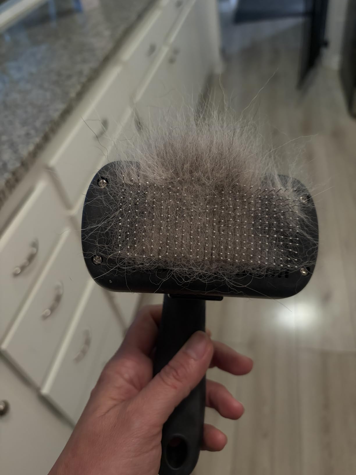 Swihauk Self Cleaning Slicker Brush - Skin Friendly Deshedding Grooming Tool for Dogs & Cats, Suitable for Shedding & Haired Pets, with Pet Supplies Accessories, Blue customer photo 2