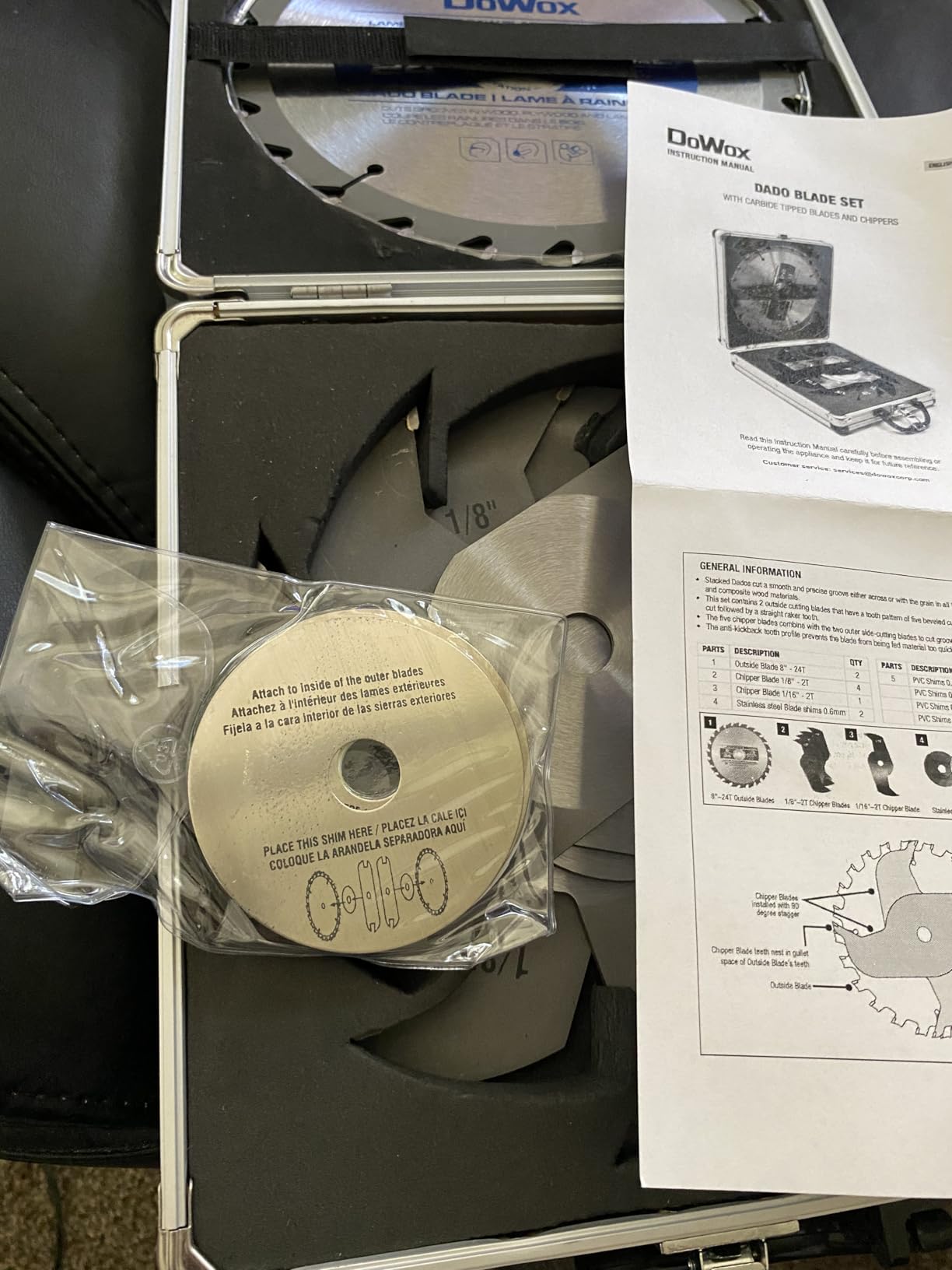Dado Saw Blade Set, 8 Inch Stacking Dado Blade for Table Saws, 24 Tooth with 5/8 Inch Bore for Fine Finish Dados, Grooves and Rabbets, 23 Pieces customer photo 1