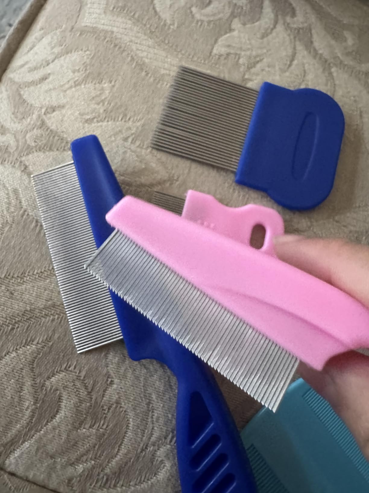 5 Pack Flea Lice Comb,Stainless Steel Dog Cat Grooming Combs with Rounded Teeth,Double Sided Professional Pet Tear Stain Remover,Dematting Tool for Small, Ideal for all pet customer photo 2