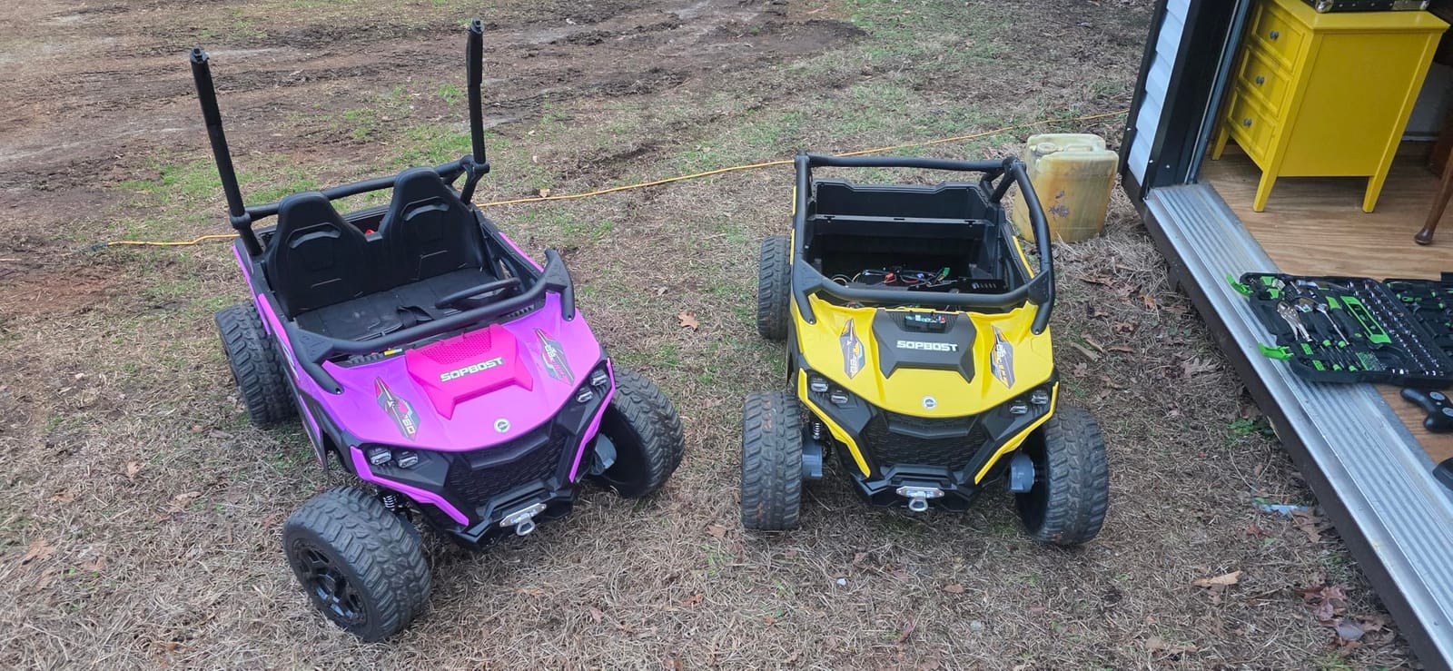 sopbost XL 24V Real 2 Seater Kids UTV Ride-On Car with Remote Control 4x4 4WD Electric Vehicle for Kids 3-8 to Drive, Bluetooth Music, 4 Spring Suspension, 21.85