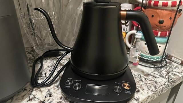 Mecity Electric Gooseneck Kettle With LCD Display Automatic Shut Off Retro Coffee Kettle Temperature Control Hot Water Boiler to Pour Over Tea, 1200 Watt Quick Heating Tea Pot, 0.8L, Stainless Steel customer photo 2