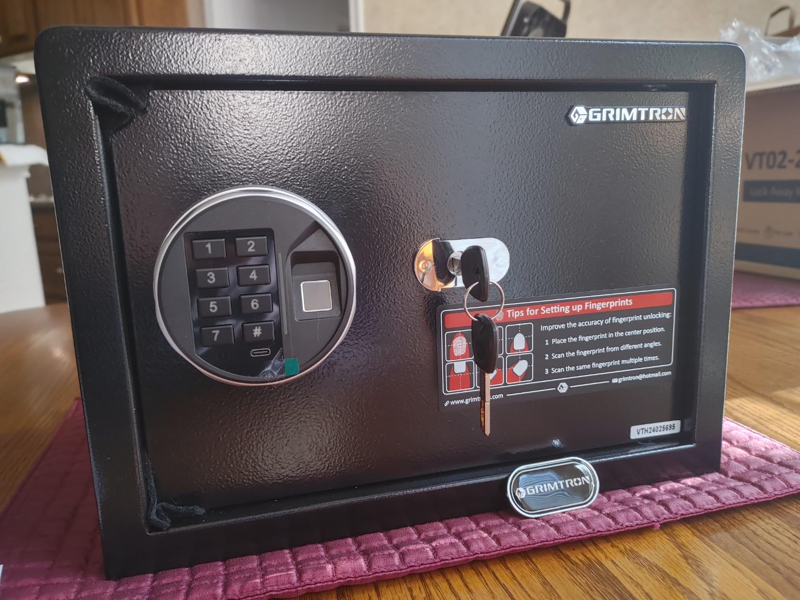 Grimtron 32LB Biometric 4 Pistols Safe with Fingerprint Lock, 3-8 Digit PIN customer photo 2
