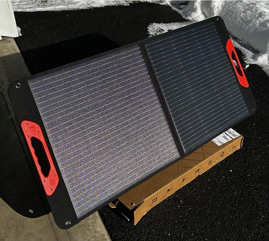 ZOUPW 100W Portable Solar Panel for Power Station,23.5% Efficiency Mono Foldable Solar Charger for Jackery 300/Ecoflow River/Anker/Bluetti,IP67 Waterproof for Camping RV Off-Grid Emergency Power customer photo 2
