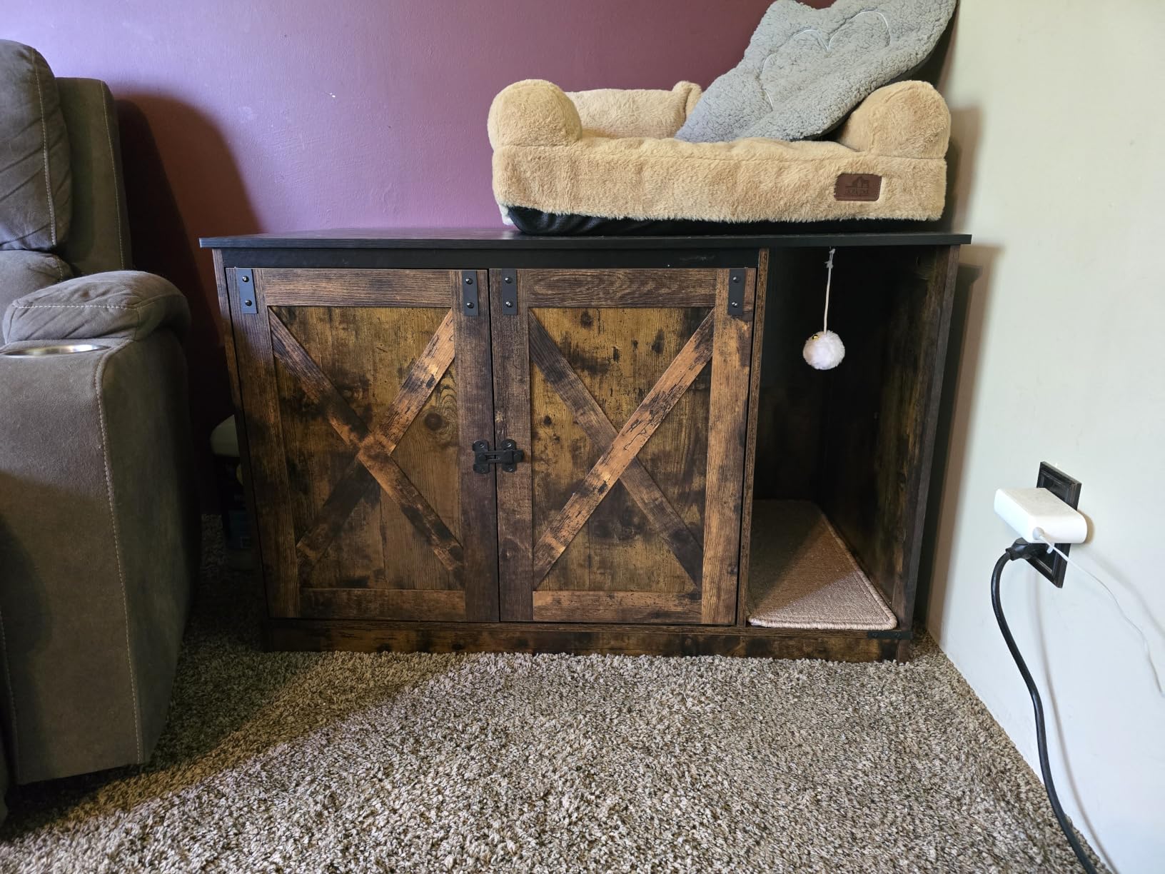 Hzuaneri Cat Litter Box Enclosure, Hidden Litter Box Cabinet Furniture customer photo 2