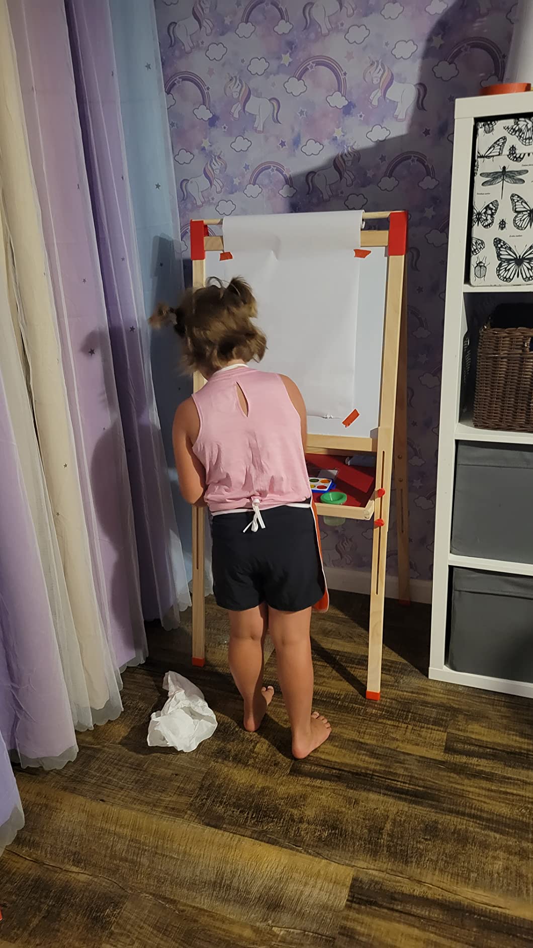 Blue Squid Art Easel for Kids with Paper Roll x 3, Includes 100+ Accessories, Double Sided Adjustable Wooden Painting Easel with Magnetic Chalk Board, White Board for Toddlers Ages 3,4,5,6,7,8,9,10,12 customer photo 1