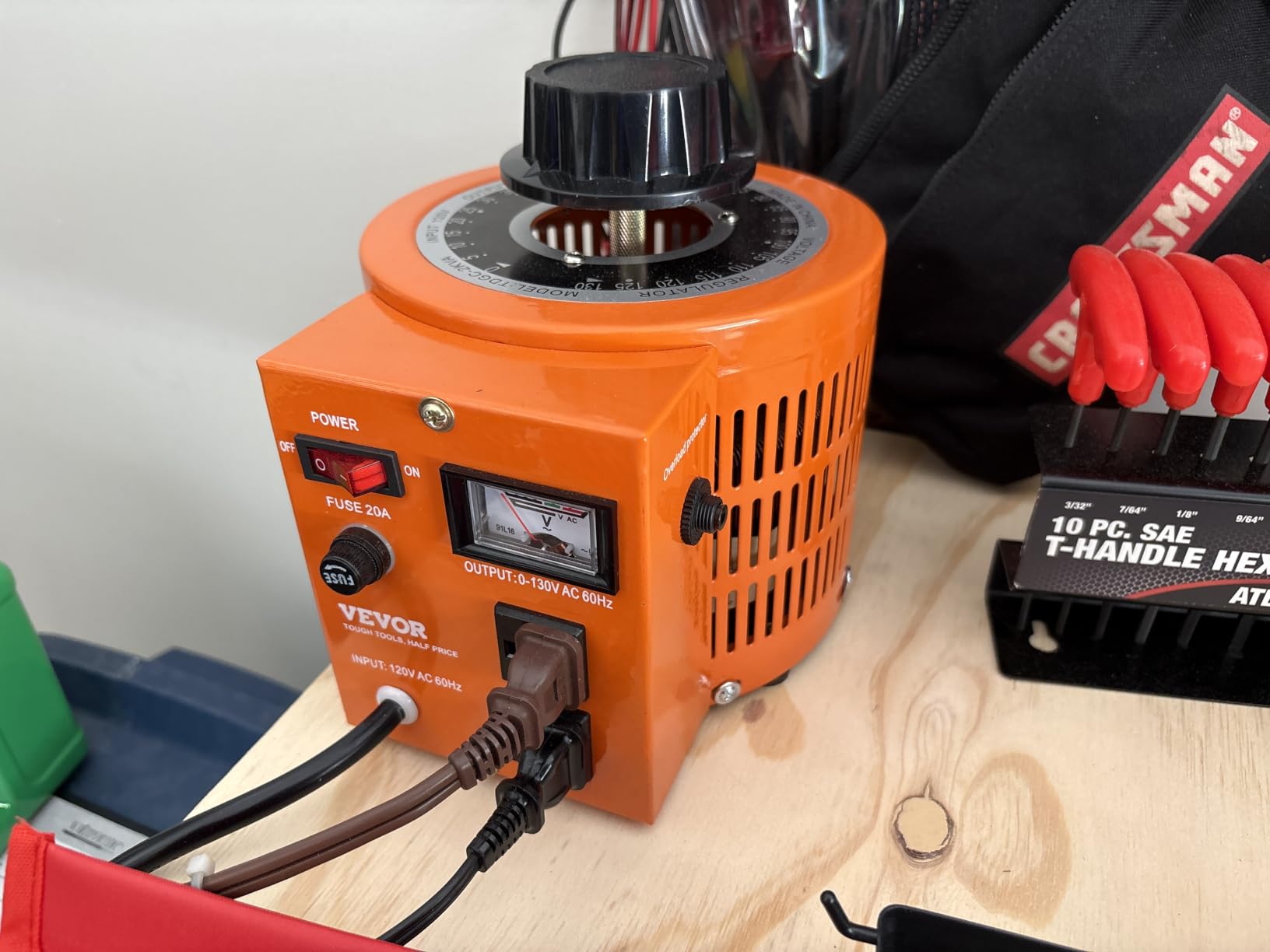 VEVOR 2000VA Auto Variable Voltage Transformer, 15.3 Amp, 110V Input 0-130V Output AC Voltage Regulator Power Supply, with 4 Extra Fuses Thermal Control Switch for Home Industrial Office customer photo 1