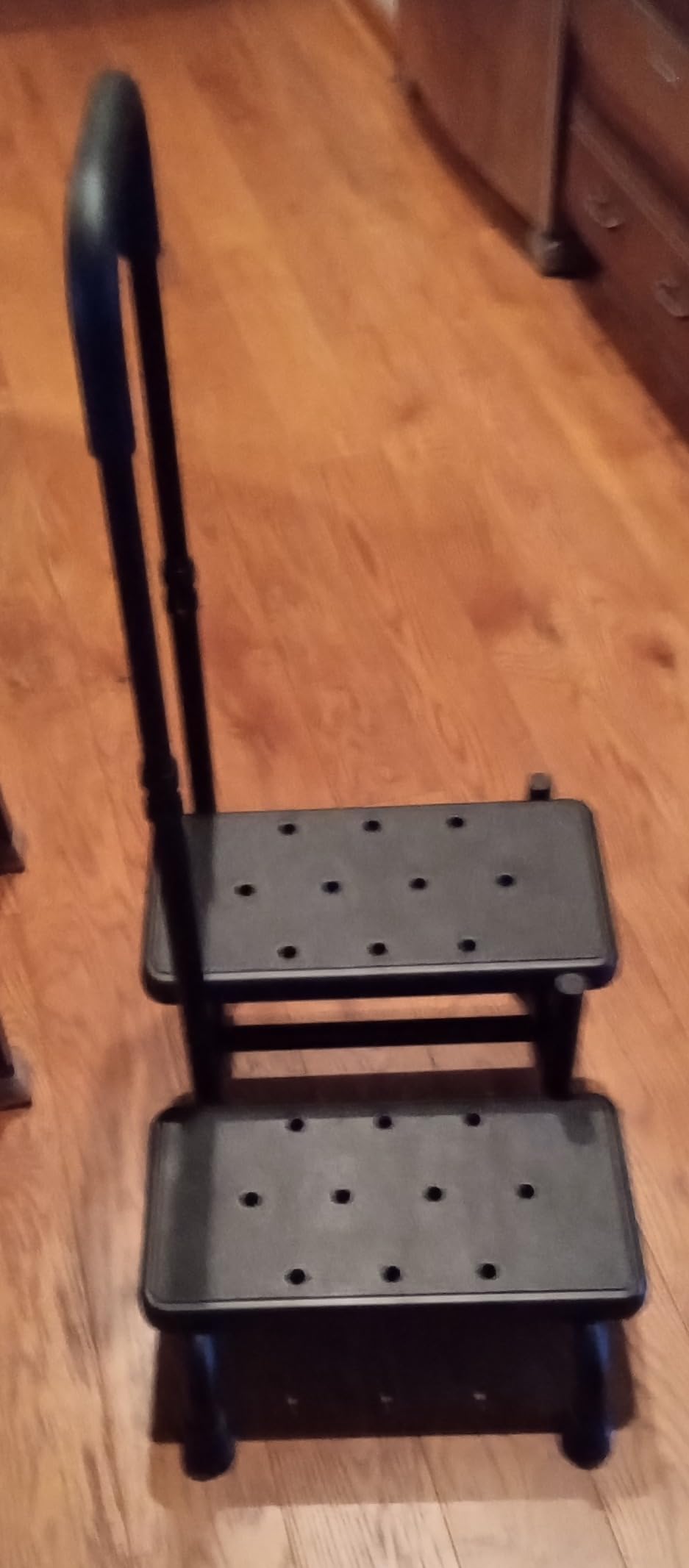 Step Stool with Handle, Non Slip Platform and Adjustable Handrail, Two Step Stool for Ederly, Adults and Handicap, Heavy Duty Foot Stool for High beds, Kitchen, Bathtub customer photo 1