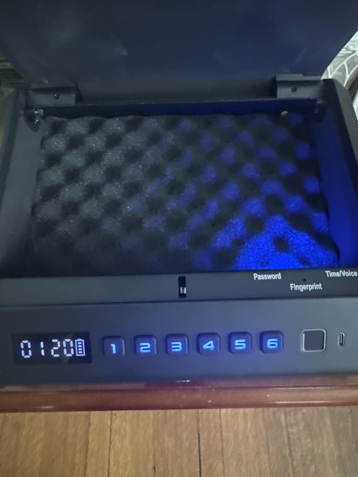 Large Biometric Gun Safe for Pistols, 100 Sets of Fingerprint Handgun Safe with Internal Light & Silent Mode, Gun Lock Box for Home Bedroom Bedside Nightstand and Car, AA batteries customer photo 1